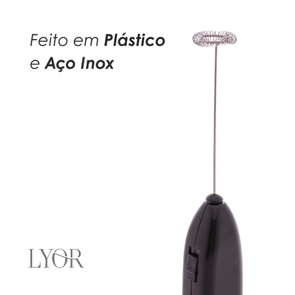 Mini Mixer Elétrico para Bebidas de Inox e Plástico Preto - Lyor