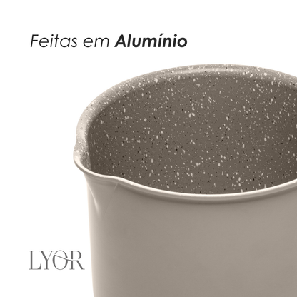 Conjunto 5 Panelas de Indução Chef Taupe Alumínio com Revestimento Cerâmico - Lyor