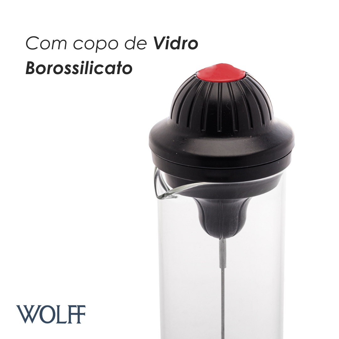 Mixer Multiuso com Copo de Vidro Borossilicato Preto 450ml - Wolff