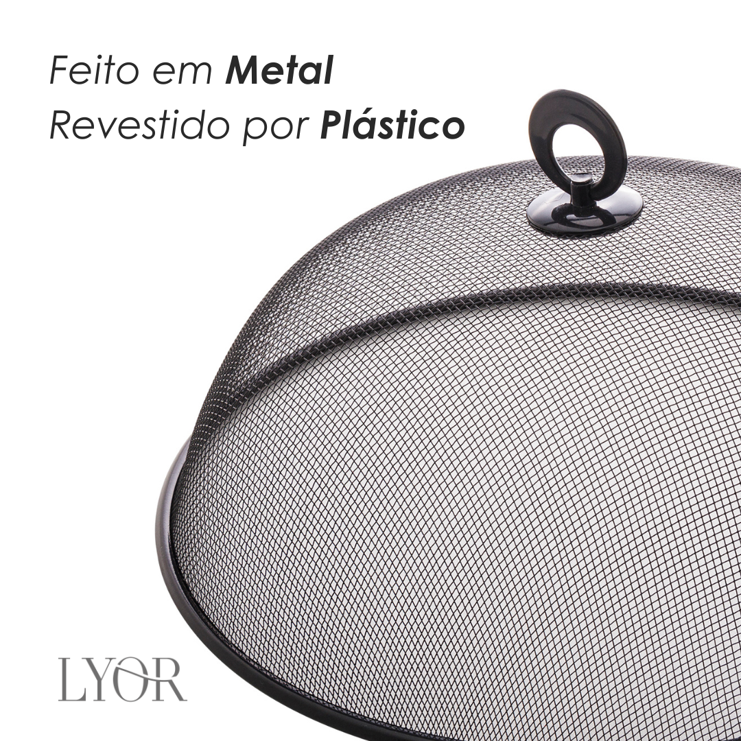 Tela Protetora para Alimentos de Metal Revestida com Plástico Preta 35cm x 13cm - Lyor