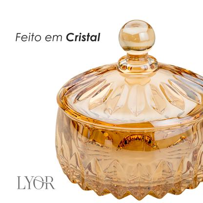 Potiche Decorativo de Cristal Louise Âmbar Metalizado 11cm x 11cm - Wolff