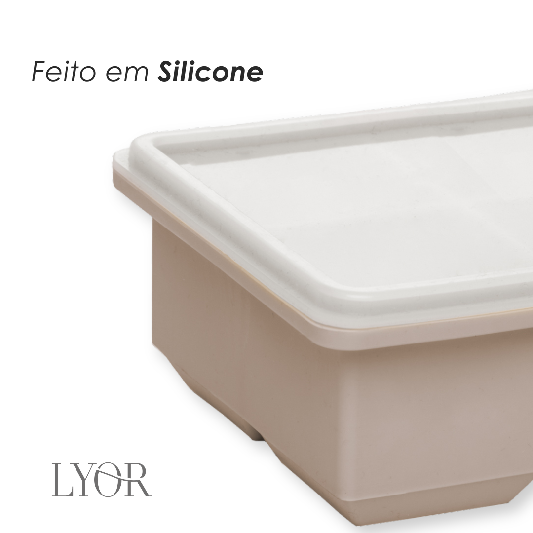 Forma para Gelo 6 Cubos 16,5cm x 13cm x 5,5cm Bege Silicone - Lyor