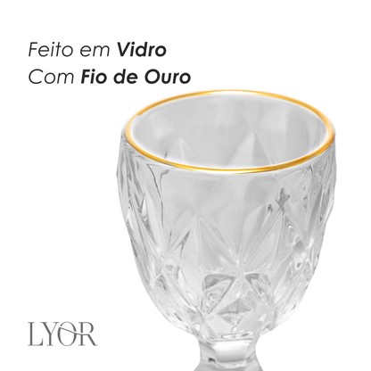 Taça de Licor de Vidro com Fio de Ouro Diamond - Lyor