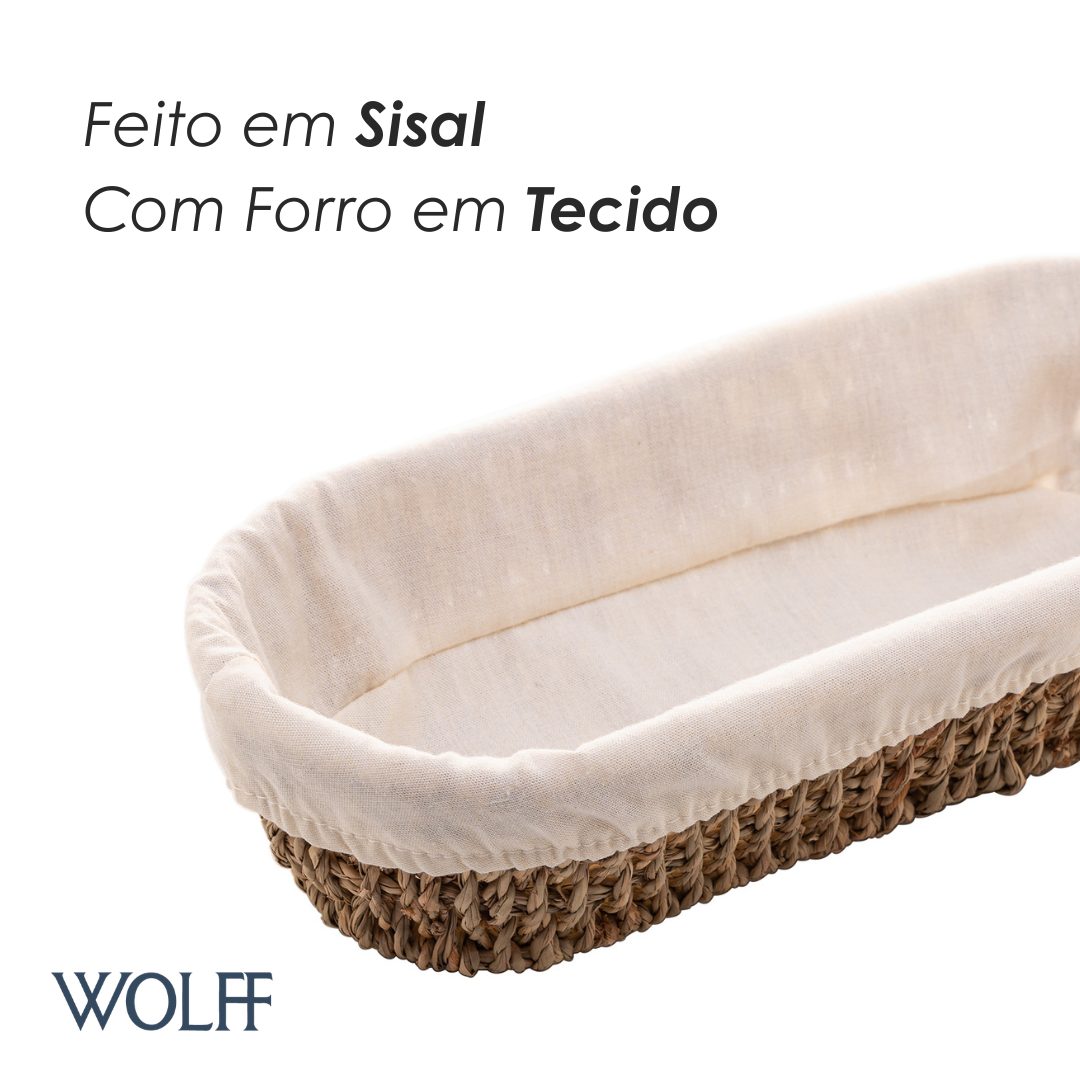 Cesta Oval de Sisal com Forro em Tecido - Wolff