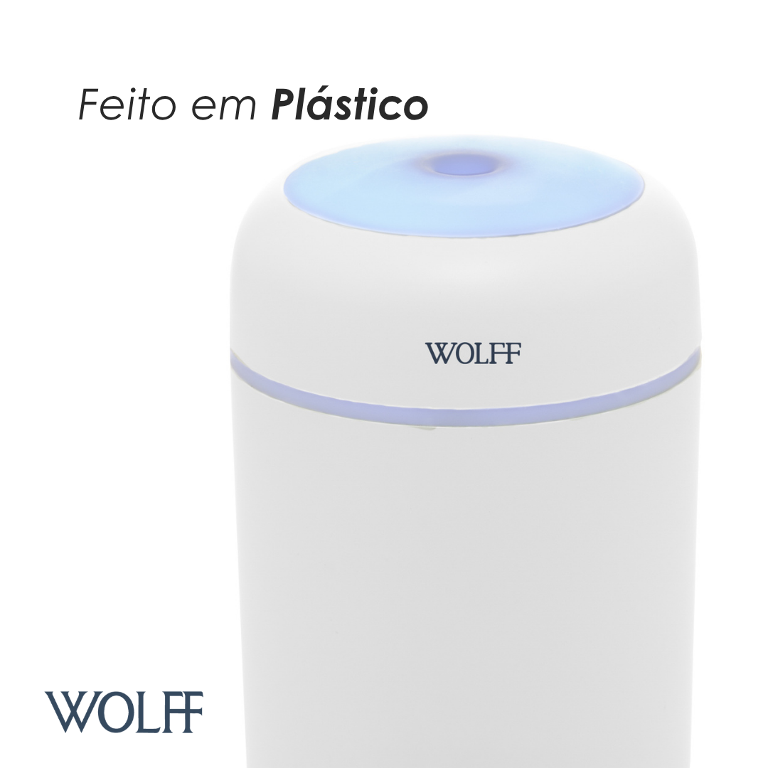 Umidificador de Ar Portátil de Plástico com Entrada USB e Luz Led Noturna 300ml - Wolff