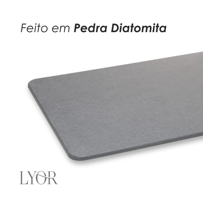 Tapete para Banheiro Stone 60cm x 39cm Cinza Escuro Pedra Diatomita - Lyor
