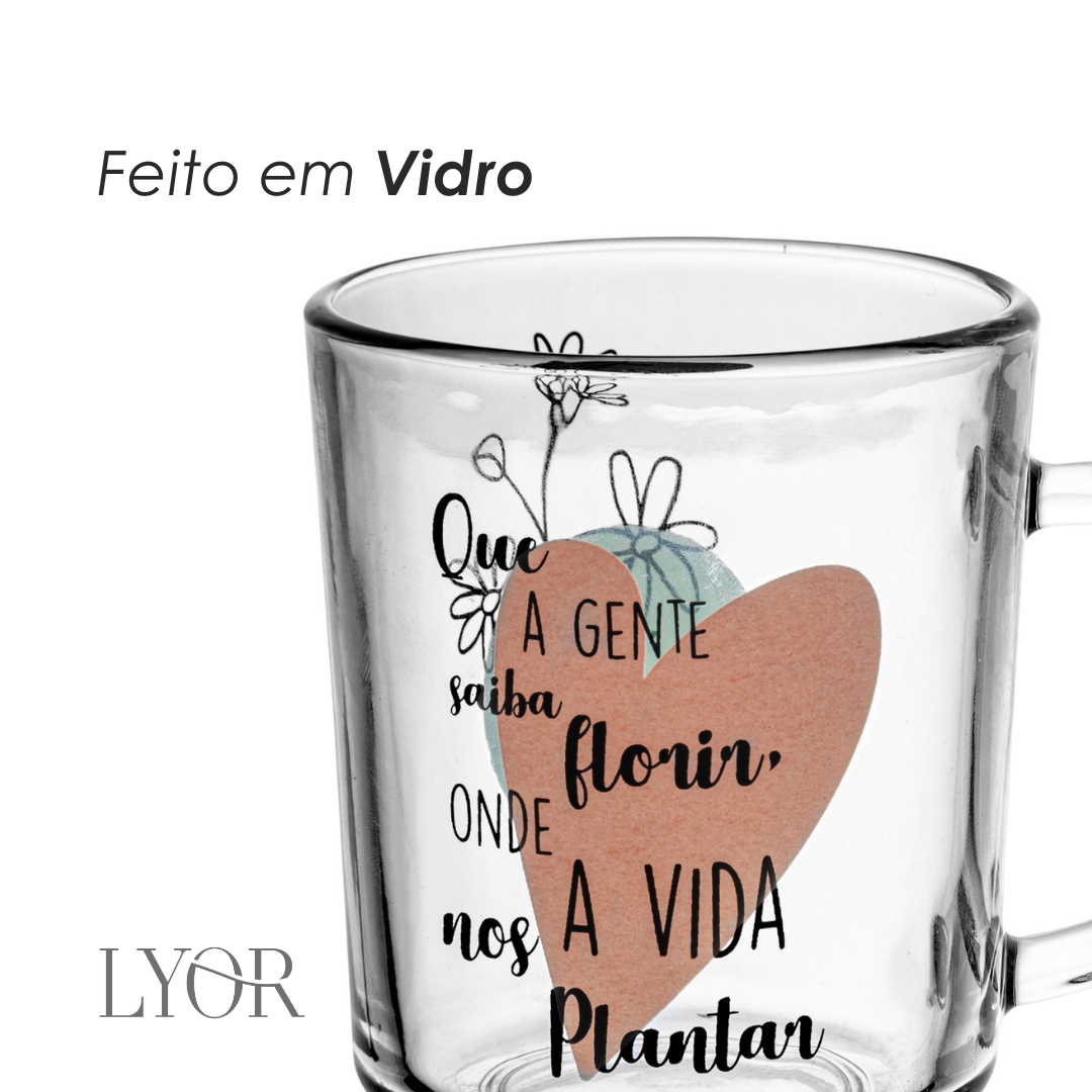 Conjunto 2 Canecas de Vidro Florir 220ml - Lyor