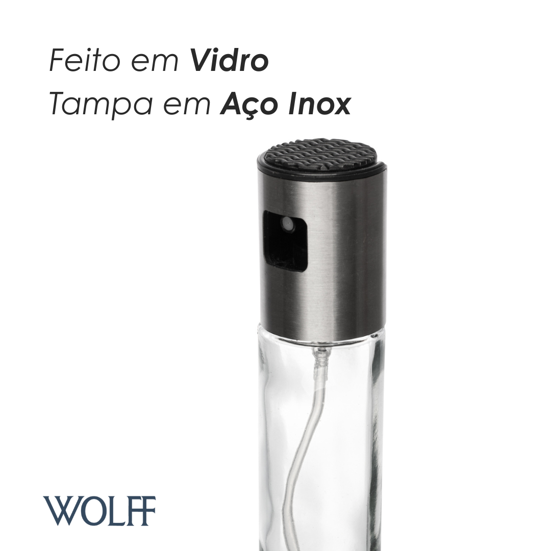 Borrifador Spray para Azeite e Vinagre de Aço Inox e Vidro 100ml - Wolff
