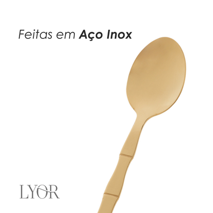 Conjunto 6 Colheres de Sobremesa de Aço Inox Bambu Elegant - Lyor