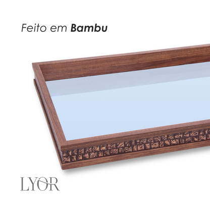 Bandeja com Espelho Rustic 20cm x 30cm x 5cm Madeira - Lyor