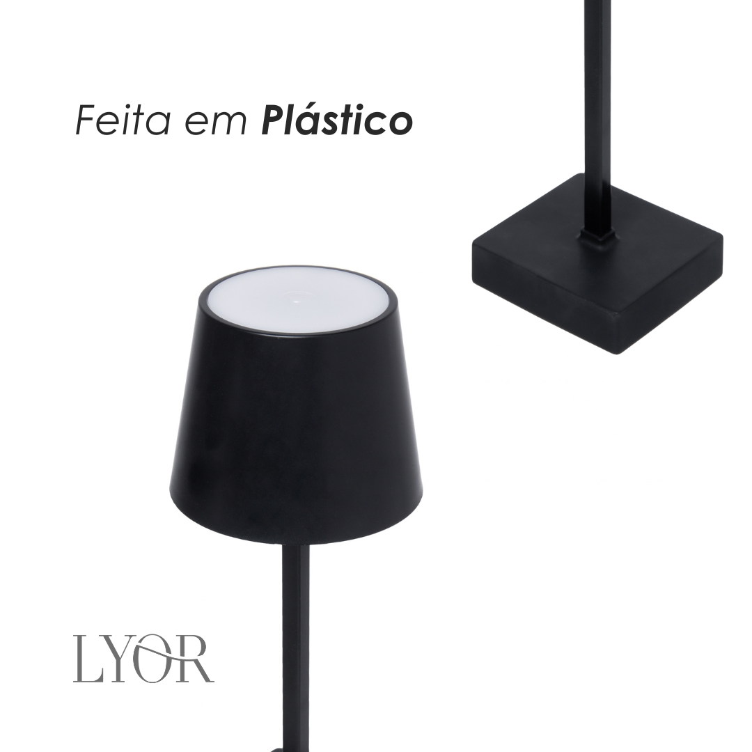 Luminária de Mesa Recarregável Led Usb Touch Neolight 10,5cm x 26cm Preto Plástico - Lyor