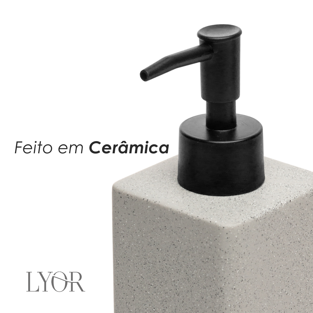 Conjunto 3 Peças para Banheiro Granilite Quadratto Cinza Cerâmica - Lyor