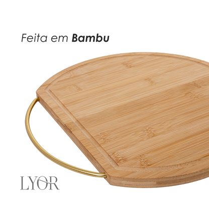 Tábua Redonda com Alça Nature 33,5cm x 28,5cm x 1,5cm Bambu - Lyor