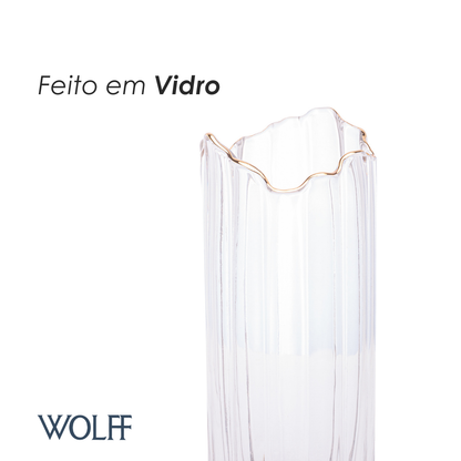 Vaso de Vidro com Borda Dourada 10cm x 25cm - Wolff