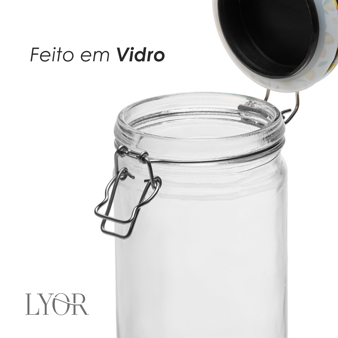 Pote Hermético com Clipe em Metal Siciliano 1,1L Vidro - Lyor