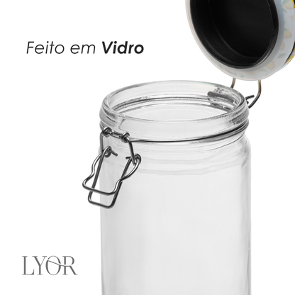 Pote Hermético com Clipe em Metal Siciliano 1,1L Vidro - Lyor