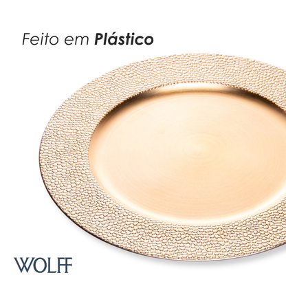 Sousplat Moledo 33cm x 2cm Dourado Plástico - Wolff