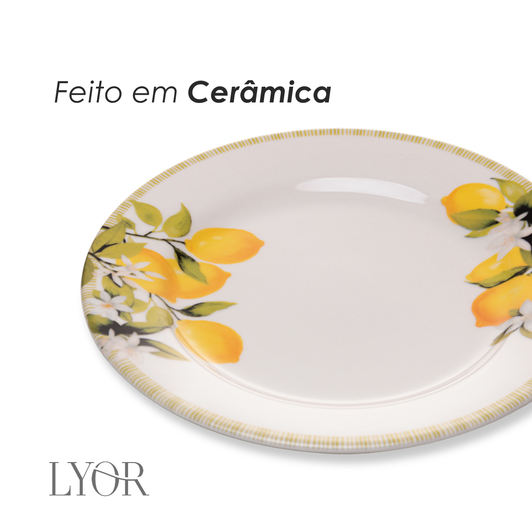 Prato Raso Siciliano 24cm Branco Cerâmica - Lyor