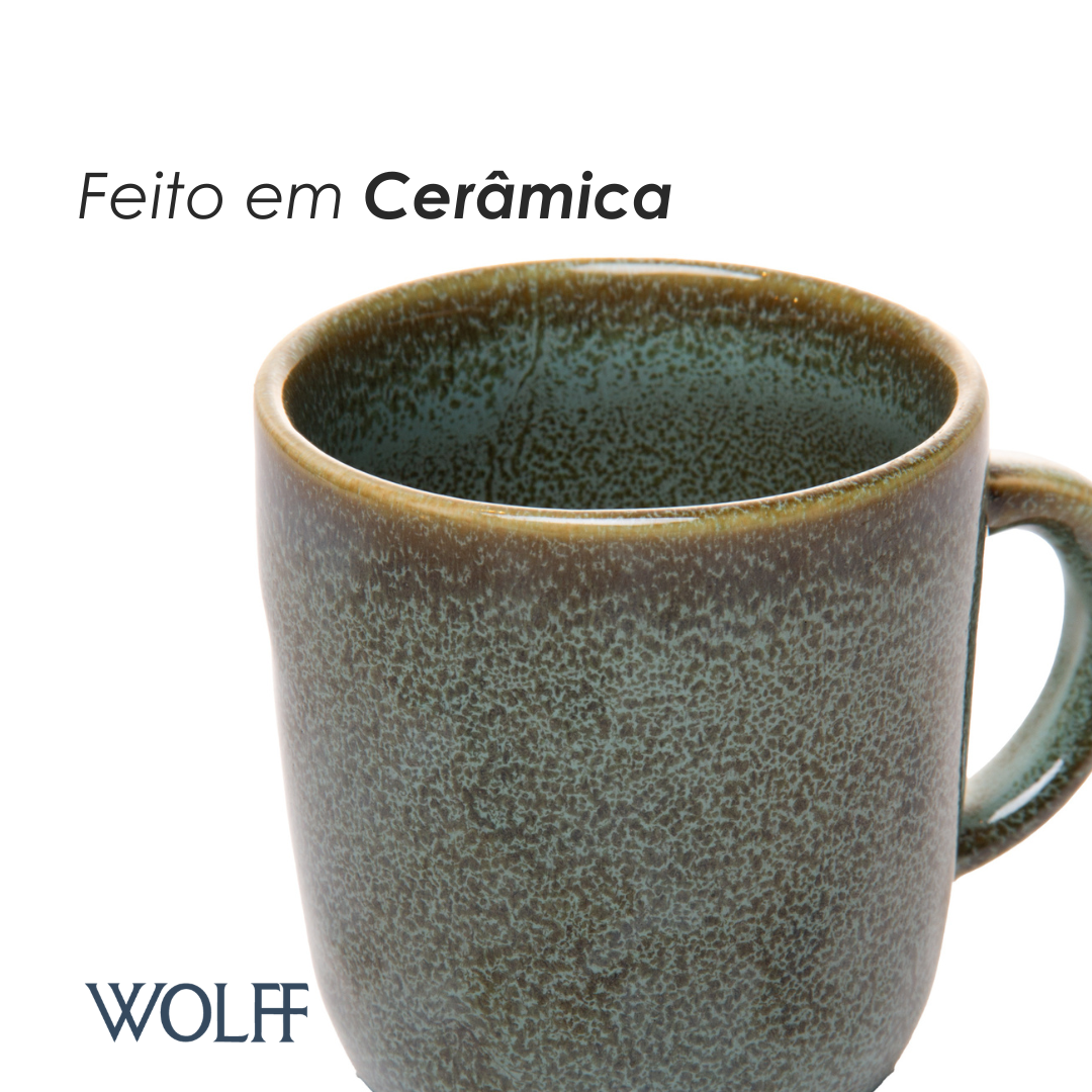 Caneca Raízes 170ml Verde Cerâmica - Wolff