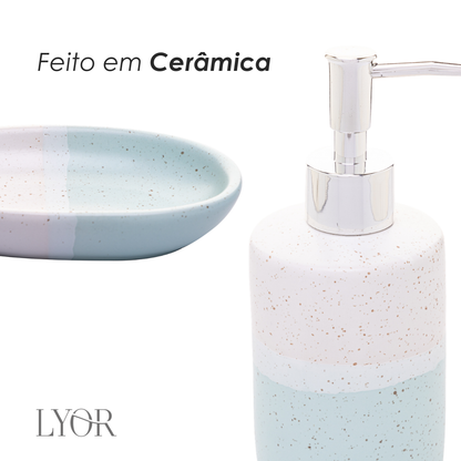 Conjunto 2 Peças para Banheiro de Cerâmica Degradê Verde - Lyor