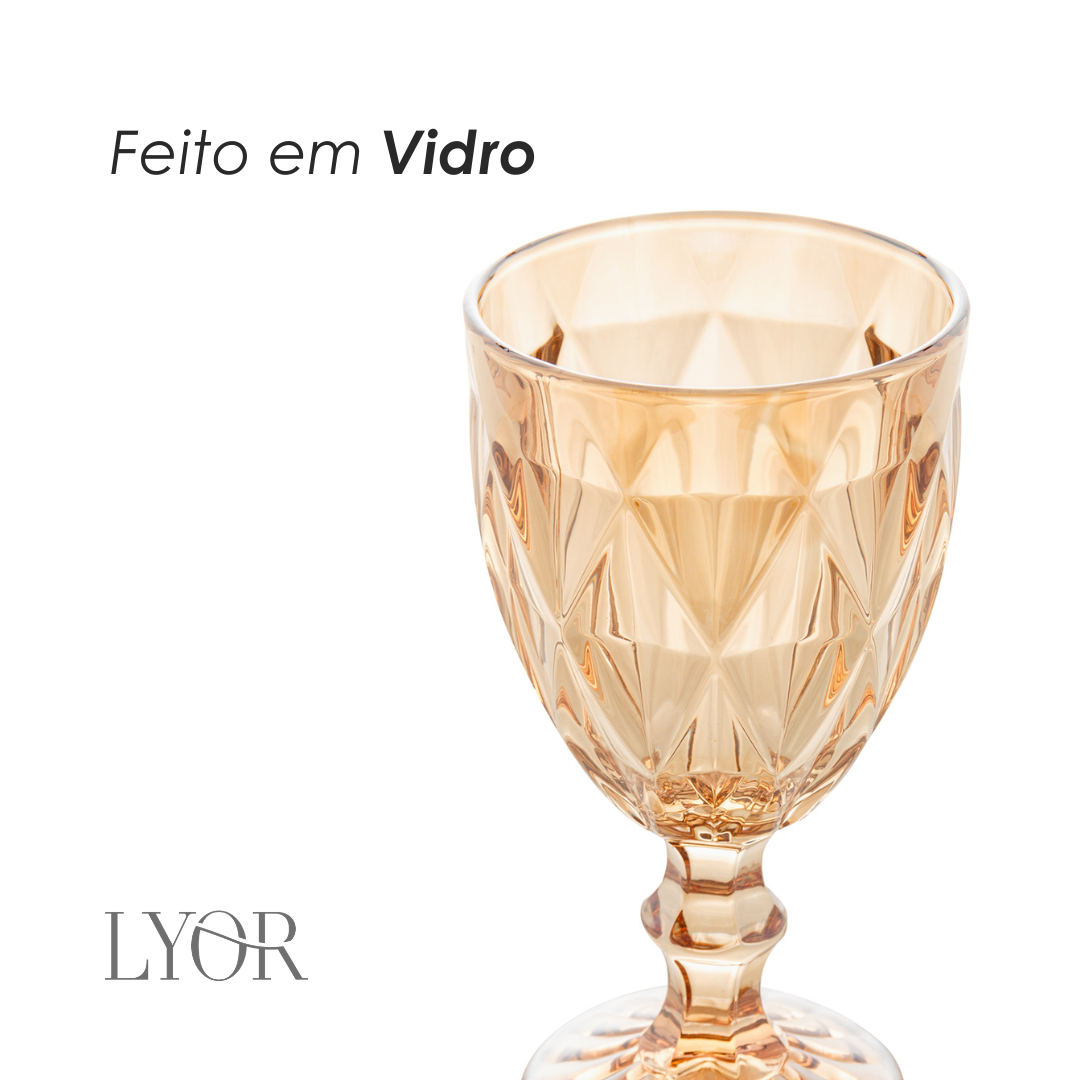 Taça de Água Diamond 325ml Âmbar Metalizado Vidro - Lyor