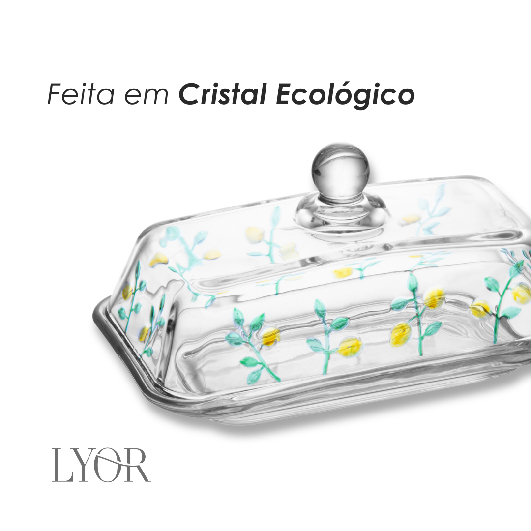 Manteigueira Siciliano Hand Painting 18cm x 10,5cm x 9cm Cristal - Lyor