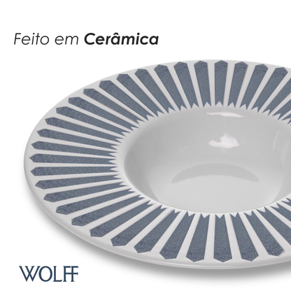 Prato para Risoto Mediterrâneo 28cm Azul Cerâmica - Wolff