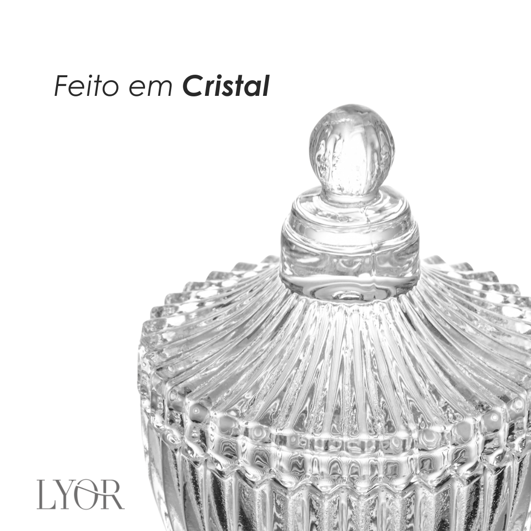 Potiche de Cristal com Pé Carrossel 6,5cm x 6,5cm x 10cm - Lyor