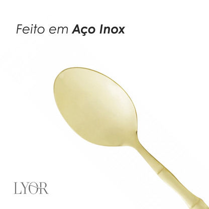 Faqueiro 16 Peças de Aço Inox Bambu Elegant Champanhe - Lyor