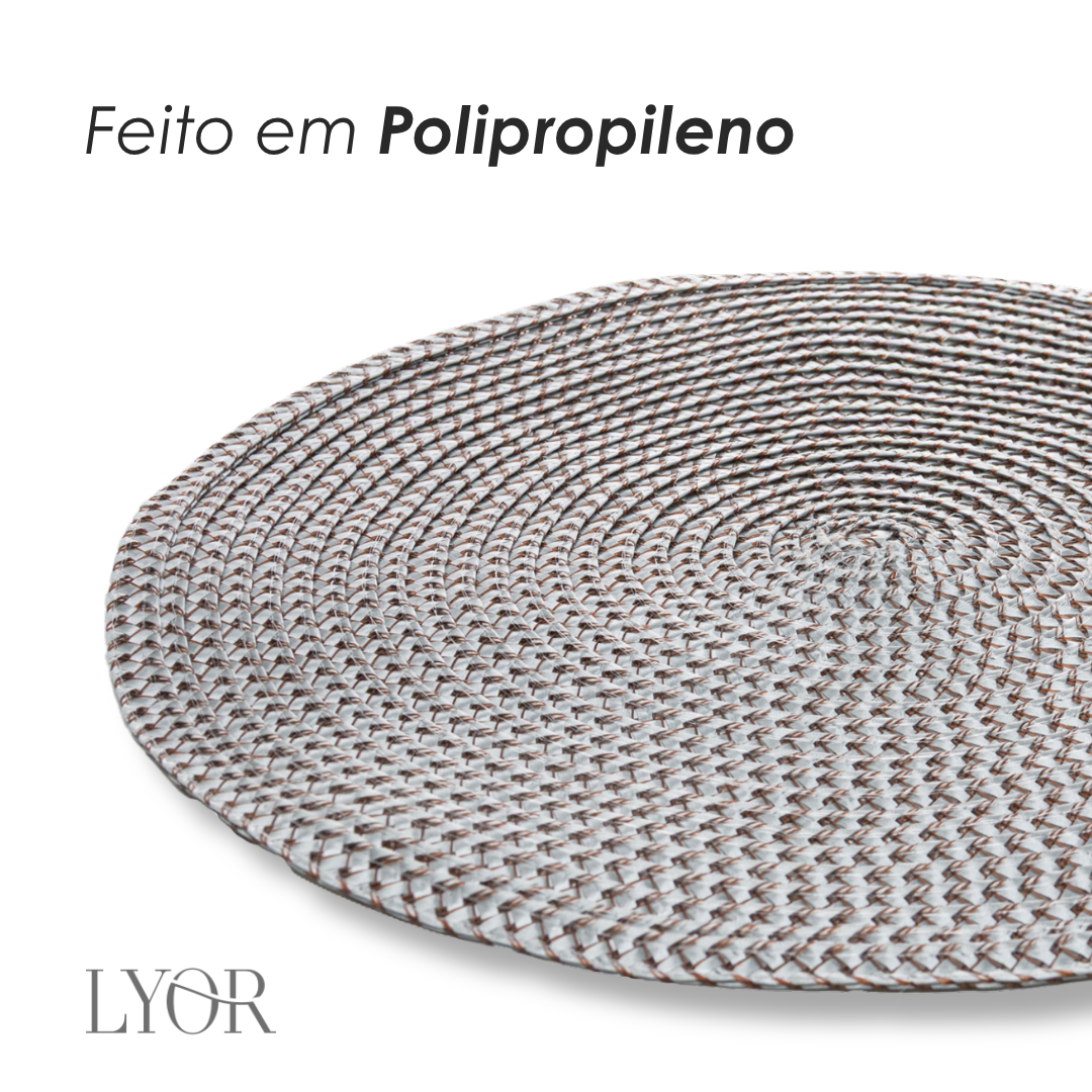 Jogo Americano Fresno Metalizado 38cm Prateado Polipropileno - Lyor