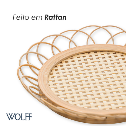 Porta Copos Tramato 11cm x 2cm Natural Rattan - Wolff