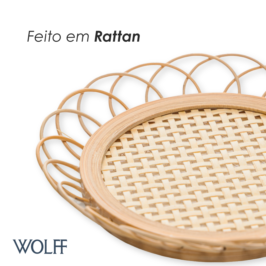 Porta Copos Tramelli 11cm x 2cm Natural Rattan - Wolff