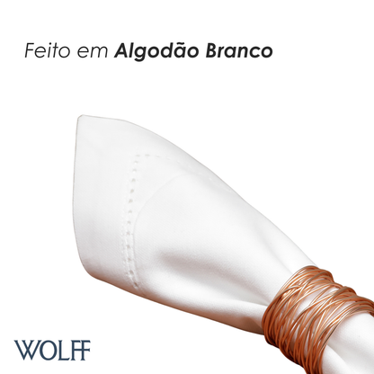 Conjunto 2 Guardanapos Ponto Ajour de Algodão Branco 40cm x 40cm - Wolff