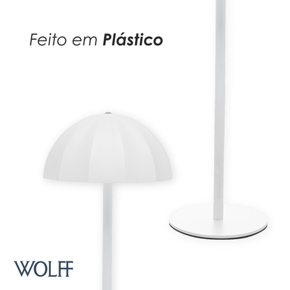 Luminária de Mesa Led 3 Tons Usb Sombria 15cm x 15cm x 34cm Branca Plástico - Wolff