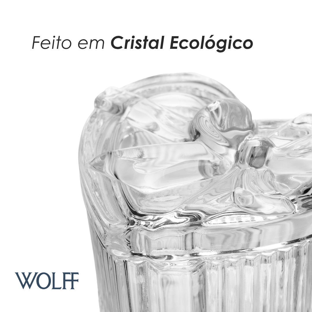 Potiche Coração Laço de Fita 9,2cm x 8cm x 7cm Cristal Ecológico - Wolff