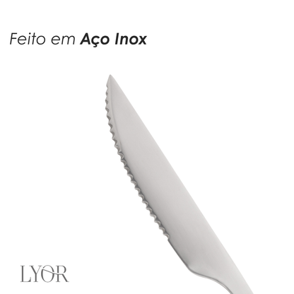 Conjunto 6 Facas de Churrasco de Aço Inox Bambu Elegant 22,3cm - Lyor