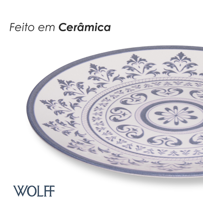 Prato Raso Porto 25cm Azul Cerâmica - Wolff