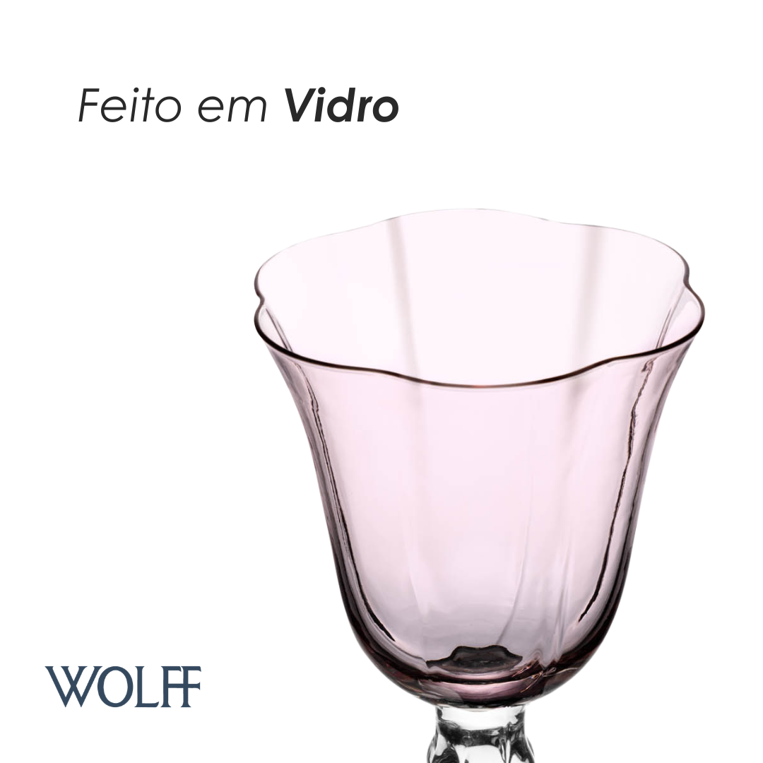 Conjunto 2 Taças de Vinho Lily Rosa Vidro - Wolff