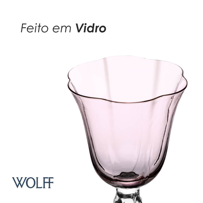 Conjunto 2 Taças de Vinho Lily Rosa Vidro - Wolff