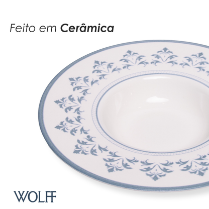Prato para Risoto Porto 28cm Azul Cerâmica - Wolff