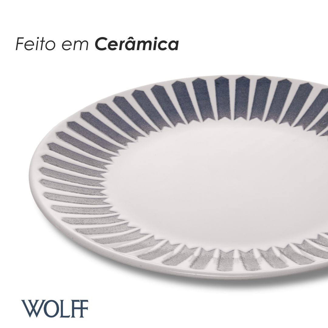 Prato Raso Mediterrâneo 25cm Azul Cerâmica - Wolff