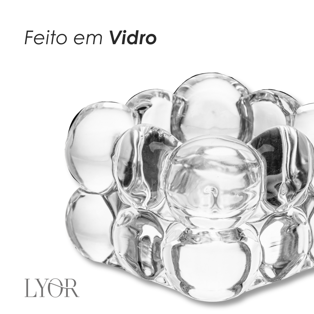Porta Velas Bubble 6,5cm x 6,5cm x 5cm Vidro - Lyor