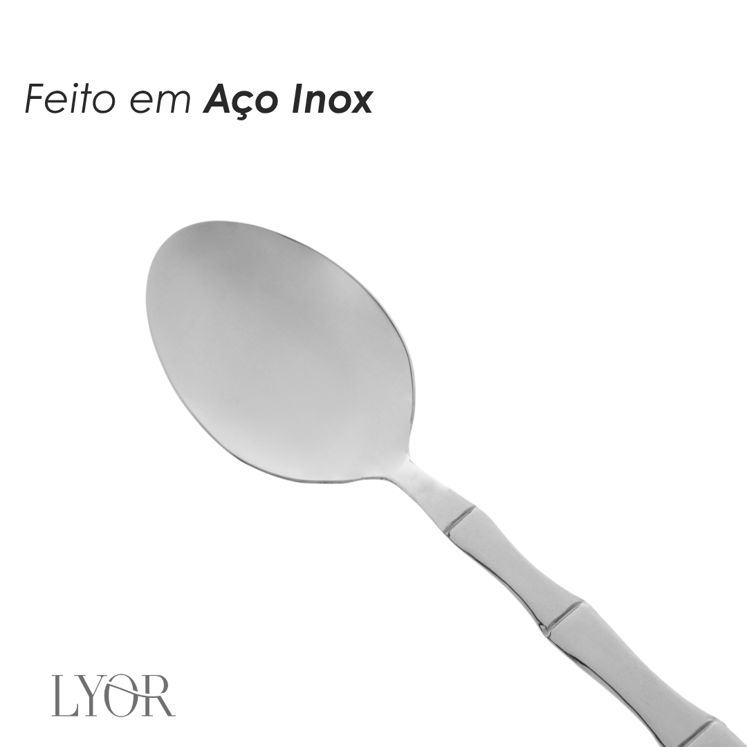 Conjunto 6 Colheres para Mesa de Aço Inox Bambu Elegant 19,8cm - Lyor