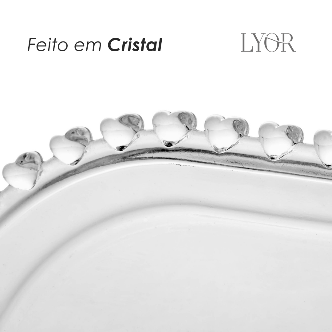 Travessa Oval de Cristal Coração - Lyor