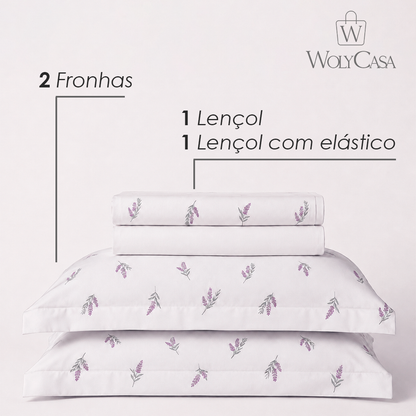 Jogo de Cama Casal Essencial Lavanda Toque 250 Fios Microfibra - Lyor