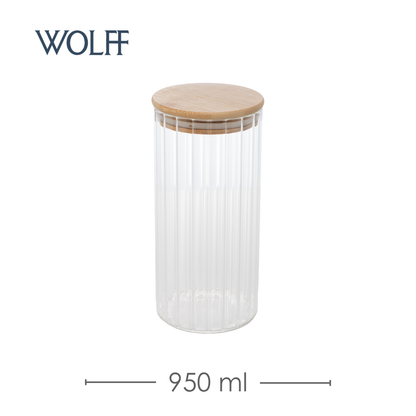 Porta Mantimento com Tampa em Bambu 950ml Vidro Borossilicato - Wolff