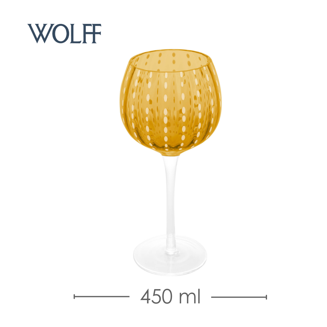 Conjunto 2 Taças de Vinho de Vidro Orquídea Âmbar 450ml - Wolff