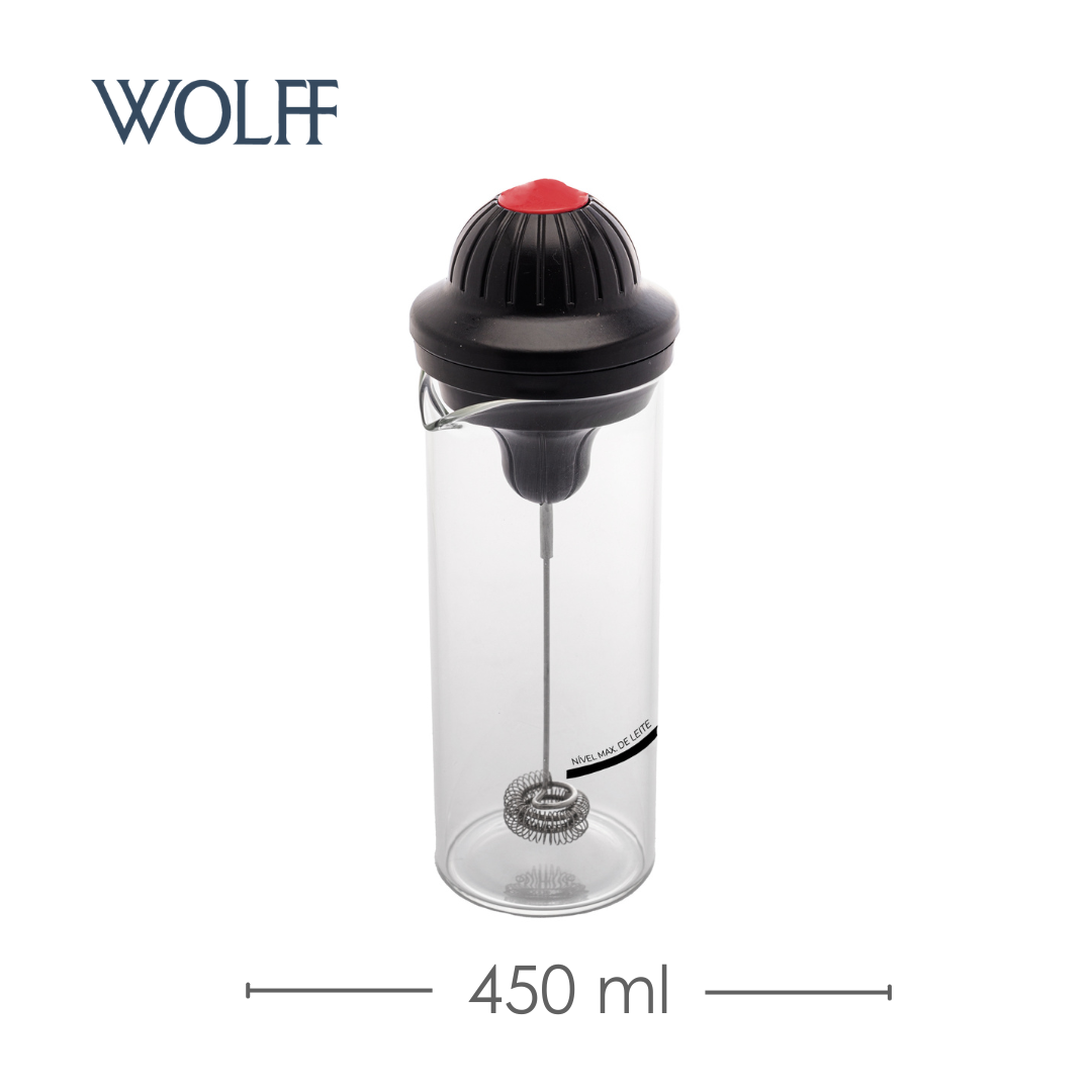 Mixer Multiuso com Copo de Vidro Borossilicato Preto 450ml - Wolff