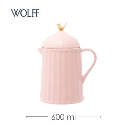 Bule de Cerâmica Colibri com Tampa Rosa 600ml - Wolff