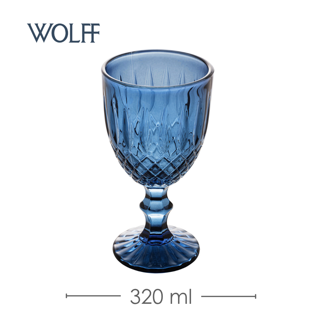 Taça Água Greek 320ml Azul Vidro – Wolff